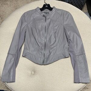 Bebe Women's Light Gray Leather Jacket size small